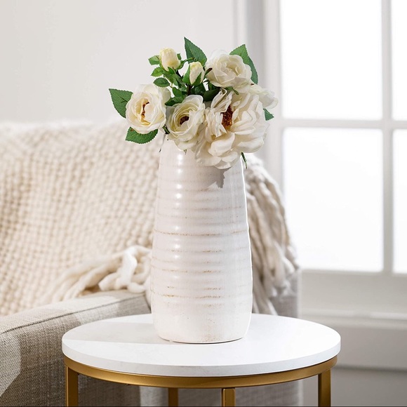 Amazon Other - Modern Farmhouse Decorative Off-White Ceramic Vase 11.5” Tall, Rustic Home Décor